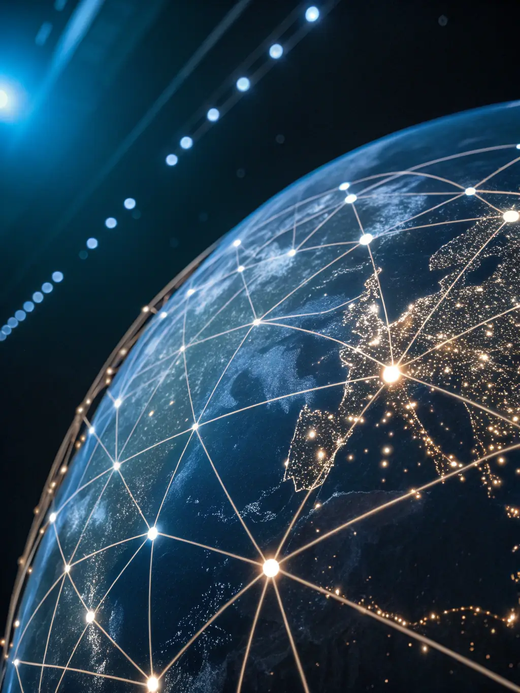 An image of a business expanding its operations globally, with interconnected nodes representing scalability through automation.